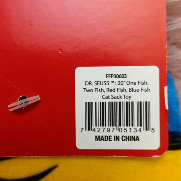 Brand New DR. SEUSS "ONE FISH, TWO FISH, RED FISH, BLUE FISH" CAT SACK TOY - Picture 4 of 7